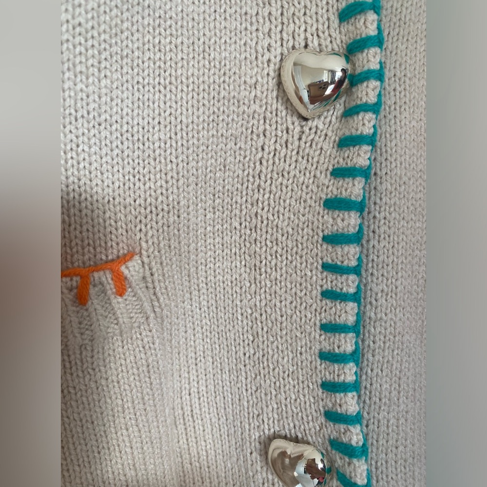 Kerri Rosenthal XOKR Collared Cardigan Sweater – “Drippy Heart”New Anthropologie - Picture 4 of 5